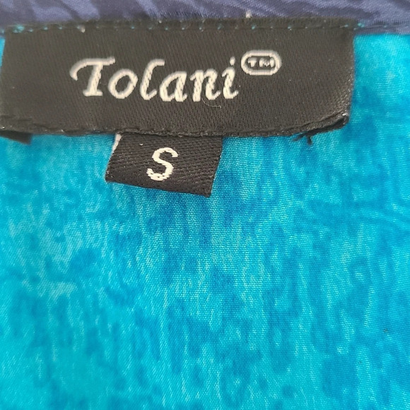 Tolani Boho Blue Silk Handkerchief Floral Top S - Picture 5 of 6